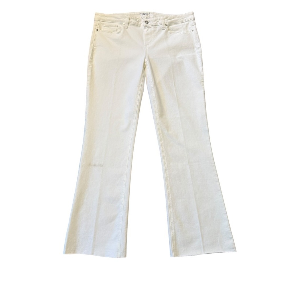 Paige‎ Sloane Flare Jeans Crisp White Raw Hem Women's Size 14 (32)
